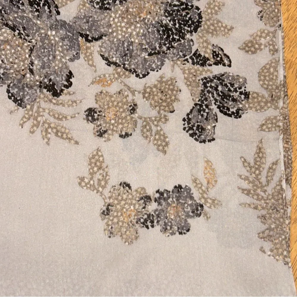 Vince Camuto Gray Floral Silk Scarf